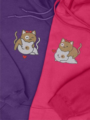 Komplet bluz z haftem - zakochane kotki